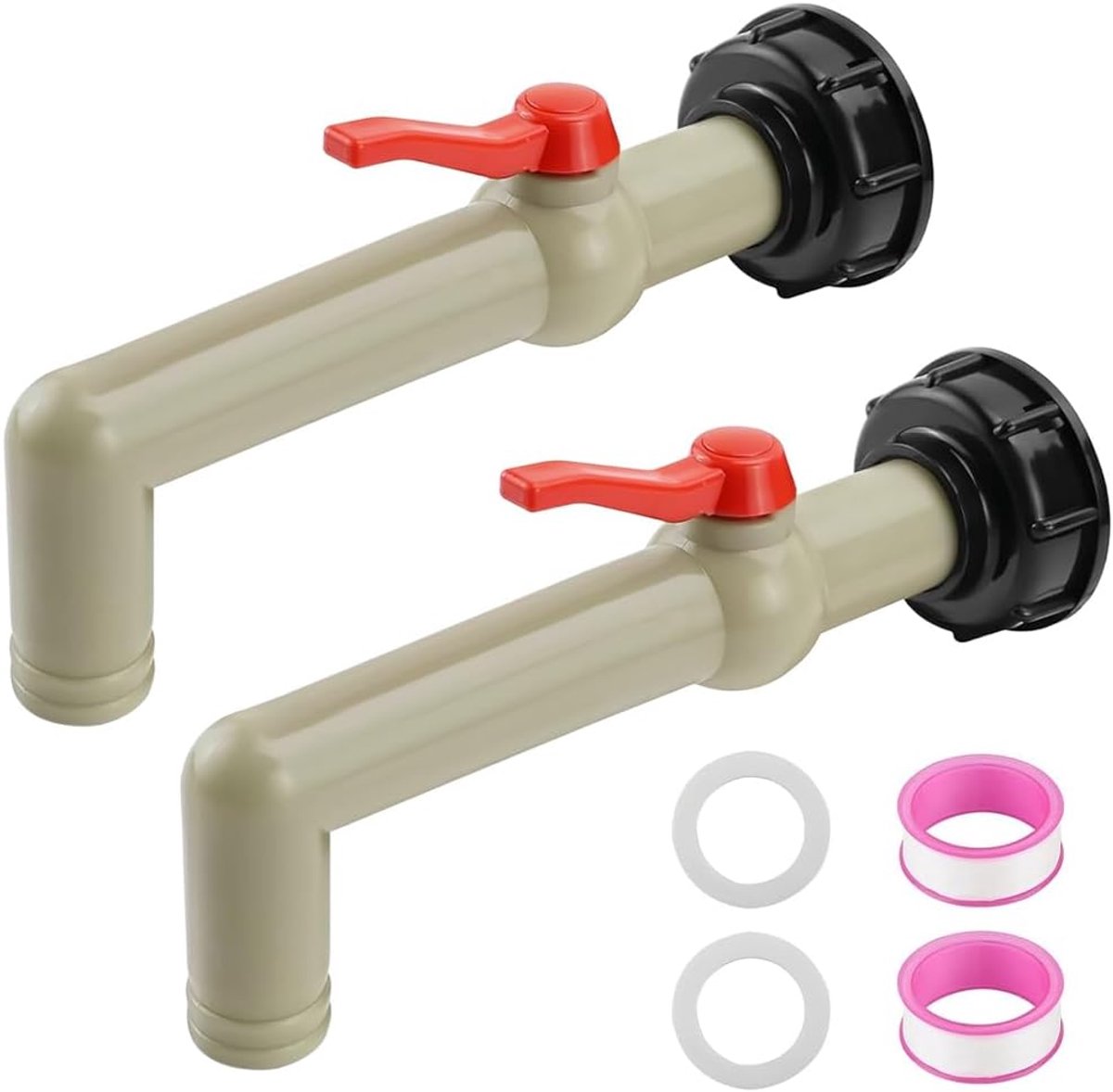 IBC-uittapkraan, 2 stuks, tankaccessoires, adapter S60 x 6 grove schroefdraad, 1 inch waterkraan, kogelkraan - ShopVlot
