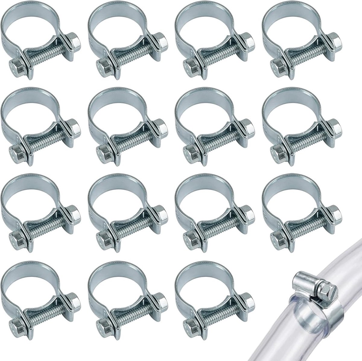 Hinge Bolt Clamp, 12-14mm Hose Clamps, Clamping Jaws Clamp, Tube Clamps for Mini Fuel Lines, Petrol Tubes and Exhaust - ShopVlot