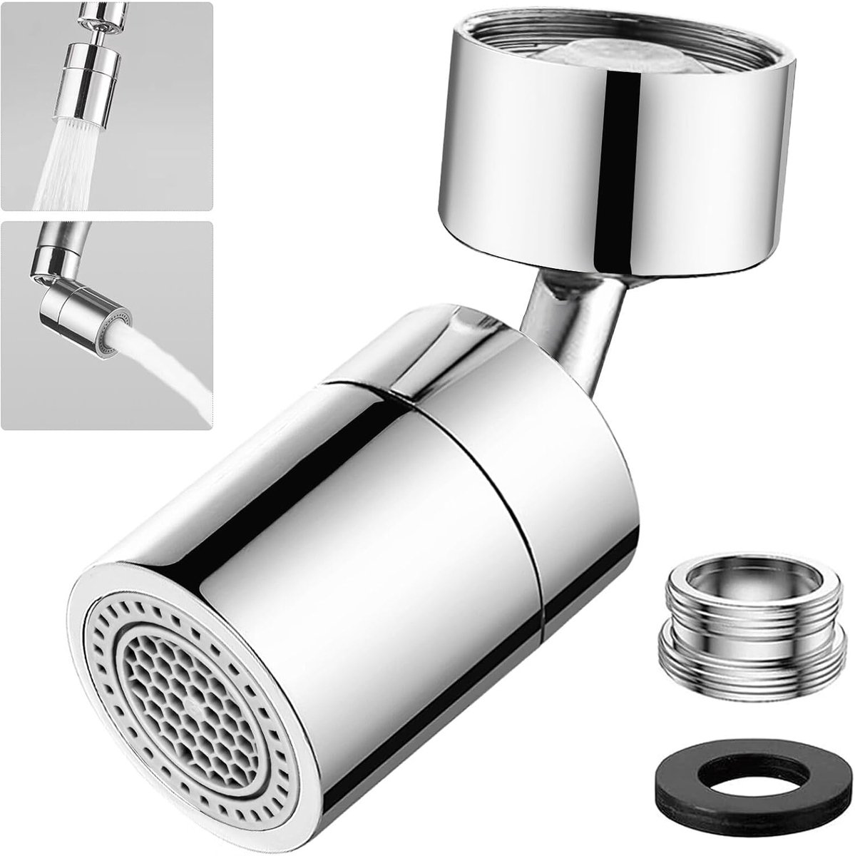 SnelShoppen - 360° Rotatable Faucet Aerator - Waterbesparende Keukenkraan met 2 Spray Modes, M22/M24 Draad, Hoogwaardige Koper, Geen Leaks, Duurzaam