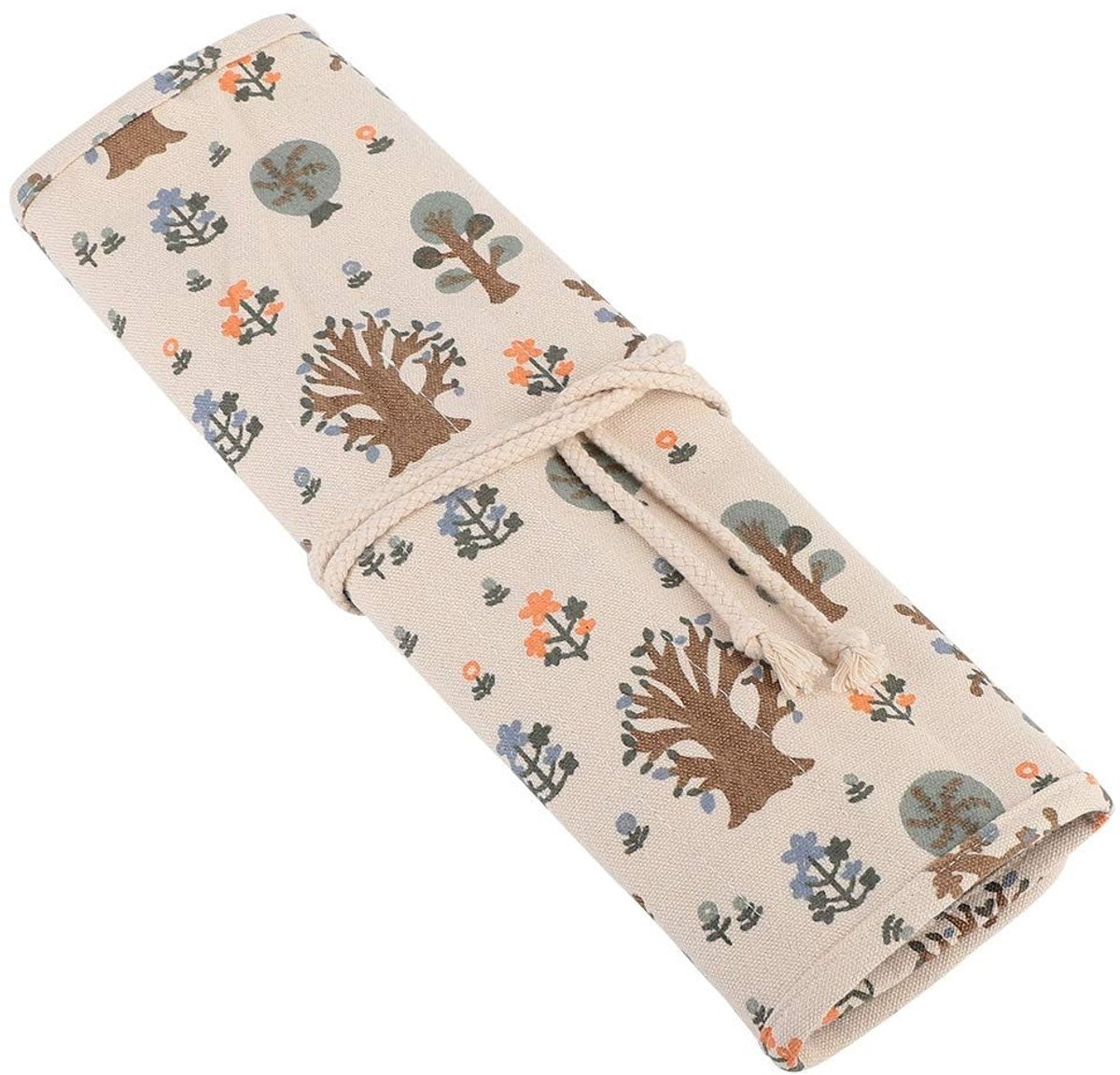 Dailygoods- Kwastenhouder 20 Gaten - Opvouwbaar - Canvas - Duurzaam - Retro Print - Geschikt voor Penselen en Verfrollers - Penseelhouder