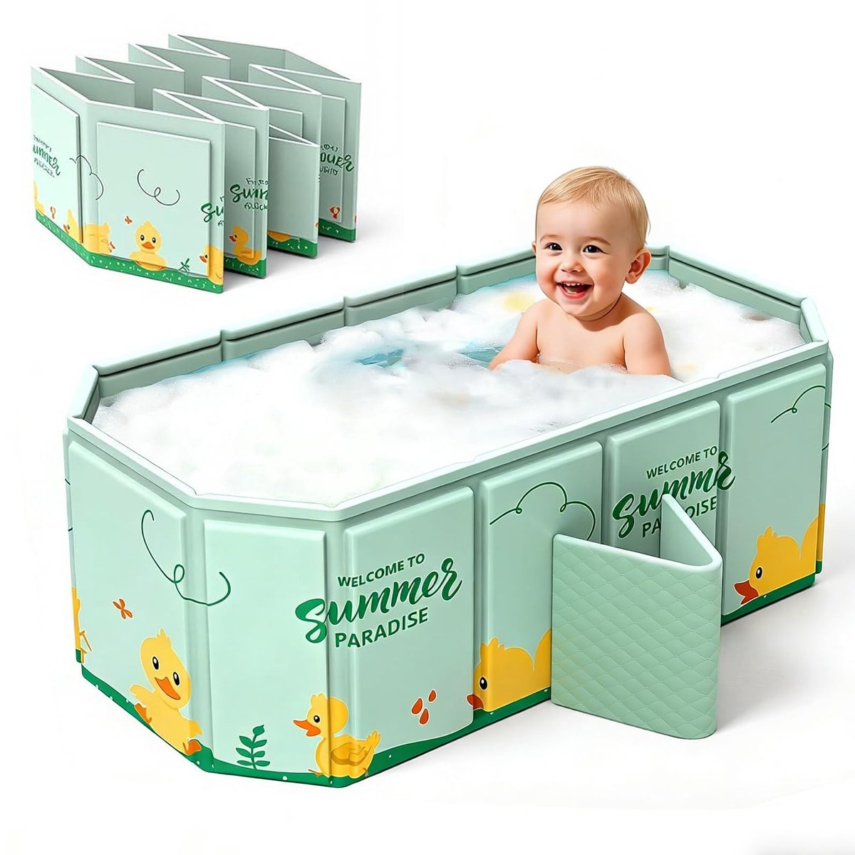 SnelShoppen - Opvouwbare Badkuip Voor Kinderen 0-8 Jaar, Draagbare Douchebak Met Afvoerschroef, Blauw, 78x45x30 Cm, Ideaal Voor Thuis, Camping En Tuin