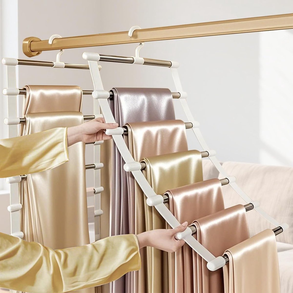 Broekhanger 2-pack - Ruimtebesparende kledinghanger - Vouwbare broekhangers - Perfect voor kleine kasten - ShopVlot