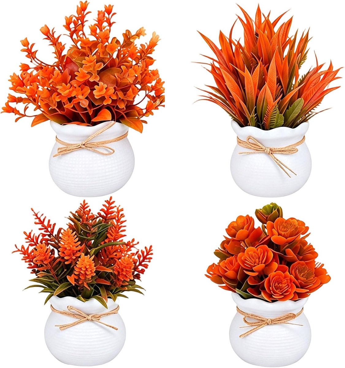 4 stuks kunstbloemen in pot - kunstplanten als echt met bloempot - ShopVlot