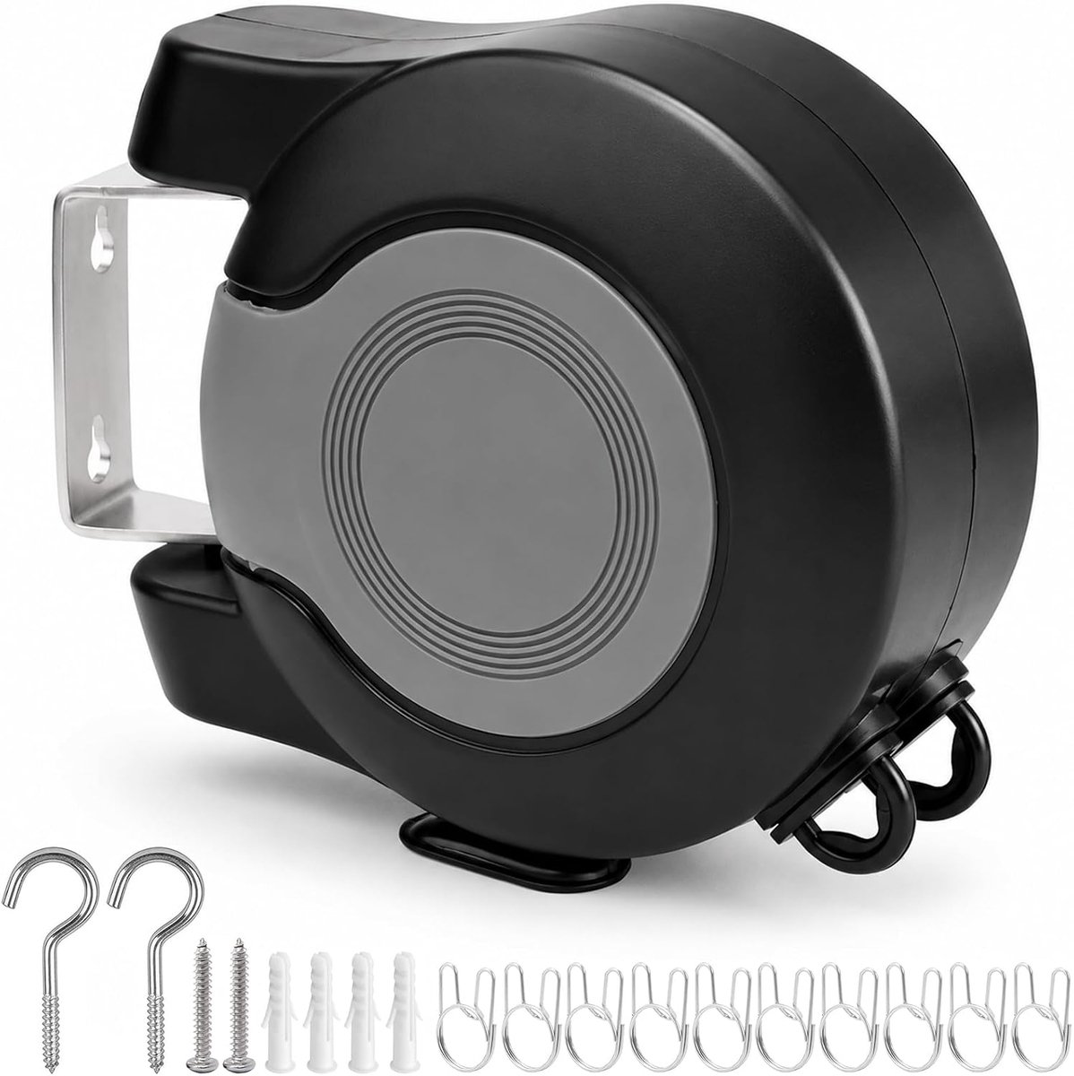Waslijn, uittrekbaar, wandwaslijn, 30 m (2 × 15 m), intrekbare waslijn buiten, automatisch intrekken, houdt tot 15 kg - ShopVlot