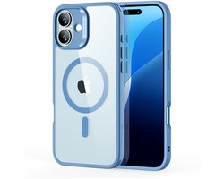 ESR Classic Hybrid HaloLock Hoesje Geschikt voor Apple iPhone 16 | Compatibel met MagSafe / Qi2 en HaloLock | Back Cover met Magneet | Transparant Blauw