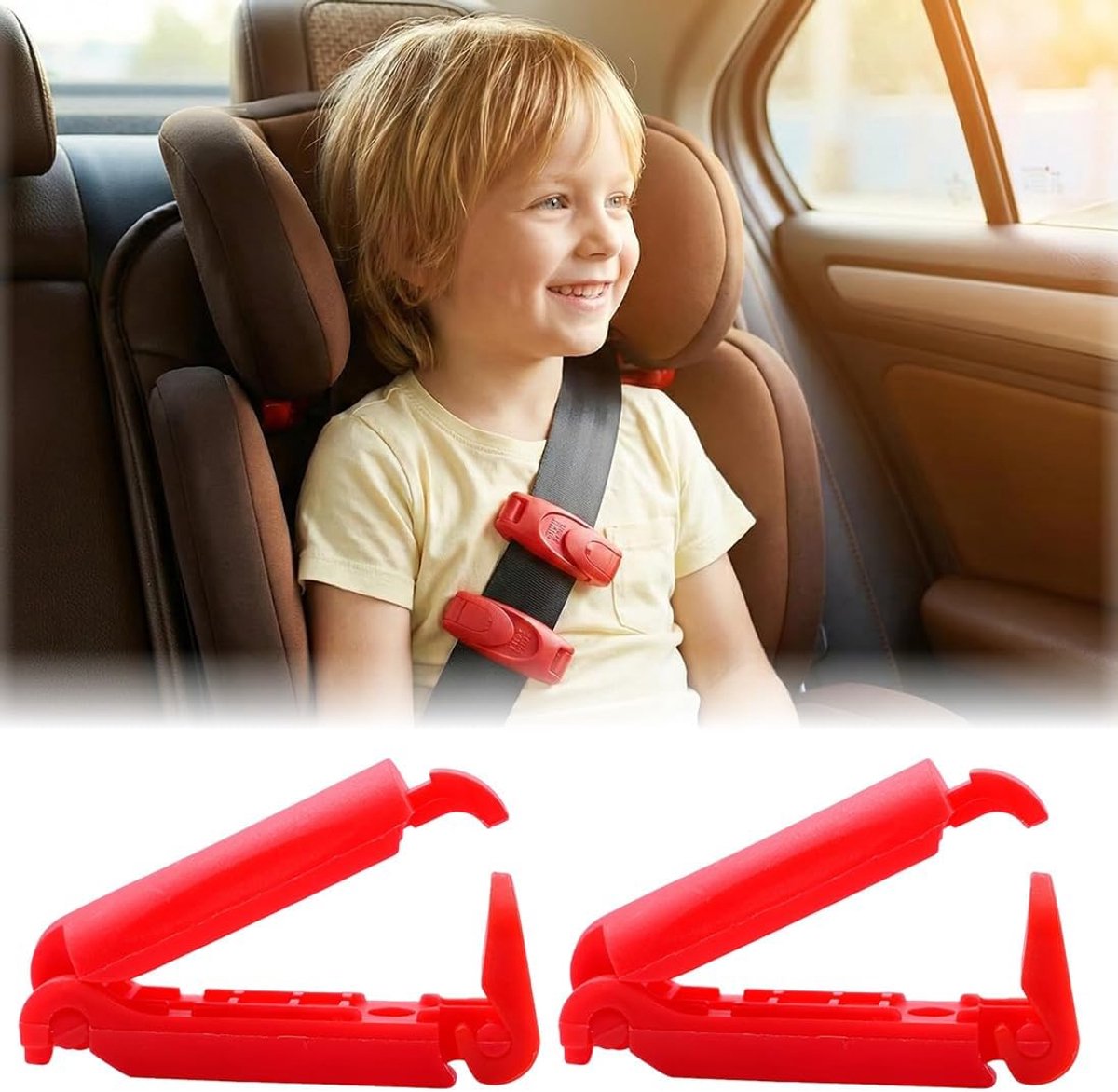 2 stuks gordelverlenging auto, veiligheidsgordelverlenging, rode kunststof, 9 x 3,5 cm, voor meer comfort en - ShopVlot