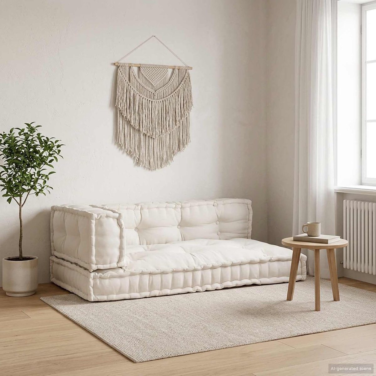 3 stuks, 120 x 80 cm, crème, modulaire bankkussenset met ademende stof en schuimvulling voor binnen en buiten, veelzijdig aanpasbaar voor de woonkamer