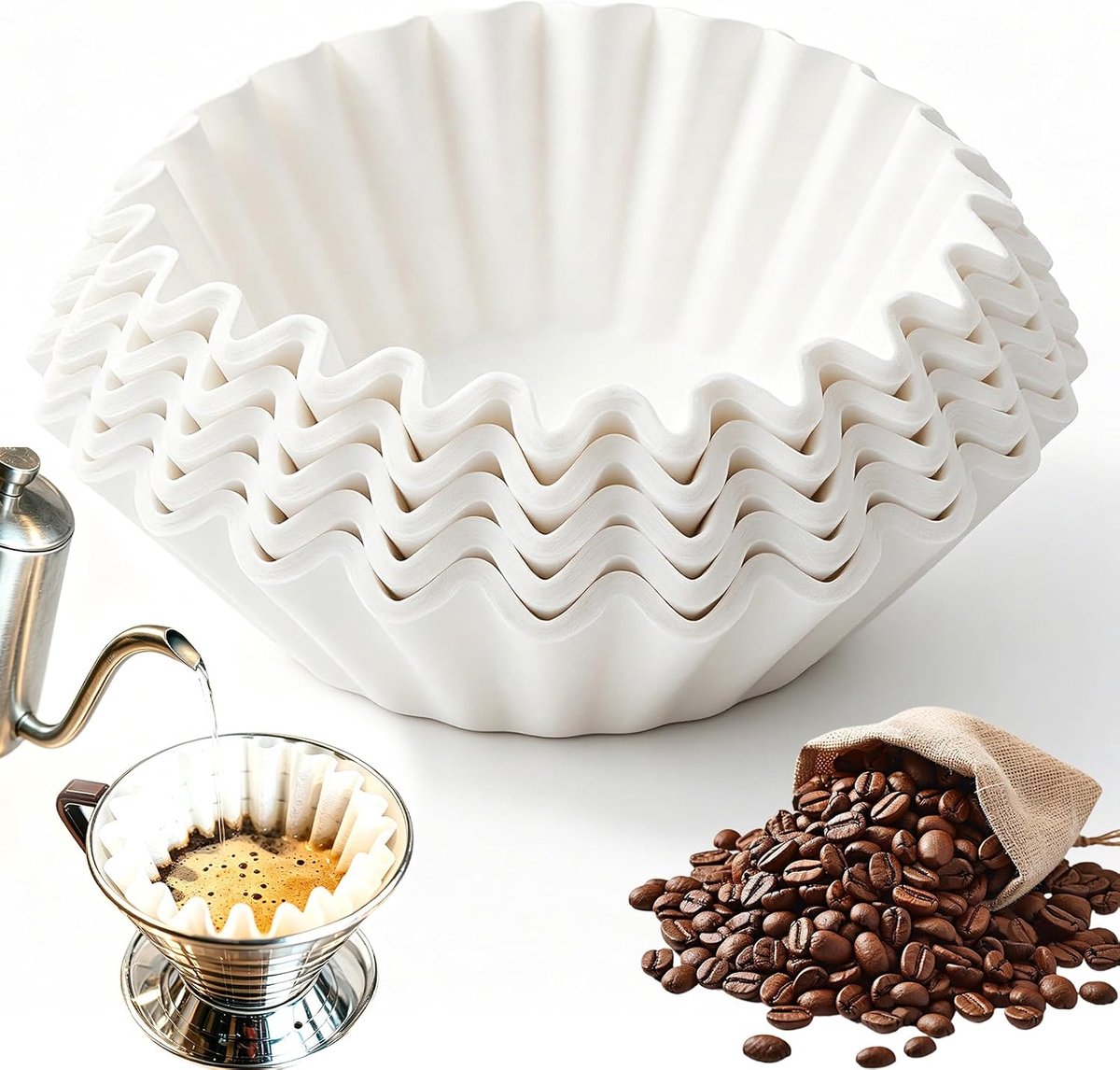 100 stuks mandfilters koffiefilter 80/200 mm wegwerpmand koffiefilter papier wit papieren filtermand koffiefilterpapier rond koffiefilter mandfilterzakken voor Beem, Phillips, Cuisinart, Gastroback