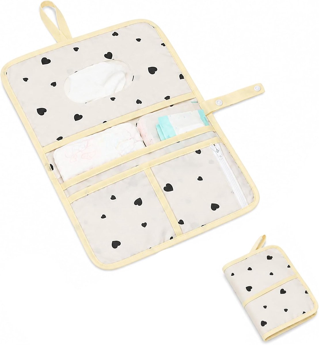 Aankleedkussen, luiertas, reisorganizer voor luiers, gemaakt van perzikhuidstof, opgevouwen 25x18 cm, uitgeklapt 65x33 cm met opening voor babydoekjes, ideaal voor kinderwagens en reizen.