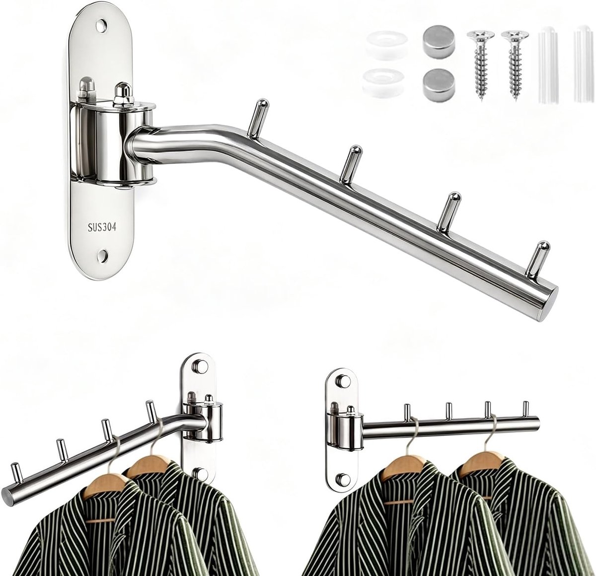 Design met meerdere kleerhangers, zilver, 1 stuk