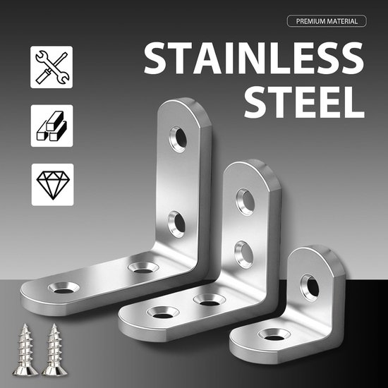 20 Stuks 20x20x16mm Zilveren Hoekbeugels L-Beugels met Schroeven | Roestvrij Staal Sterke 90 Graden Hoekversterking voor Hout Meubels Kasten Tafels Stoelen Planken Montage Klussen — afbeelding 4