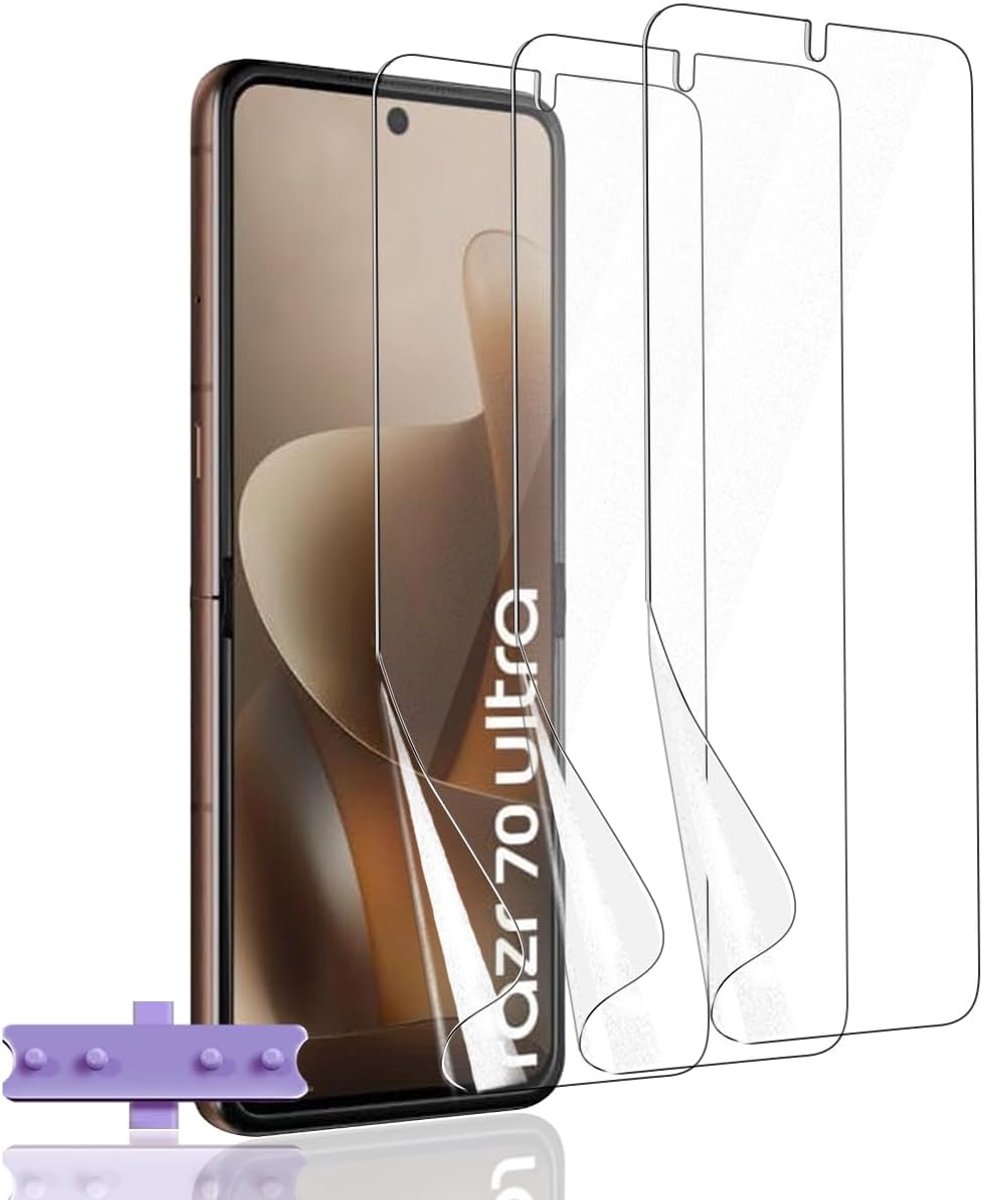 Displaybeschermfolie voor Motorola Razr 70 Ultra, geen gehard glas, flexibel, krasbestendig, HD-TPU-displaybeschermfolie voor Razr 70 Ultra, 3 stuks