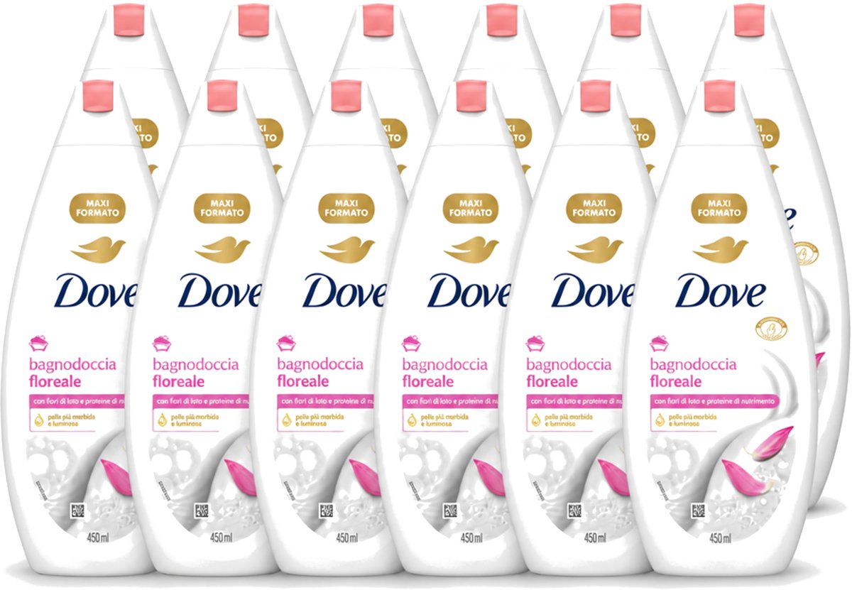 12 x Dove – Douchegel – Lotus Bloem – 450 ml - Voordeelverpakking - 12 stuks