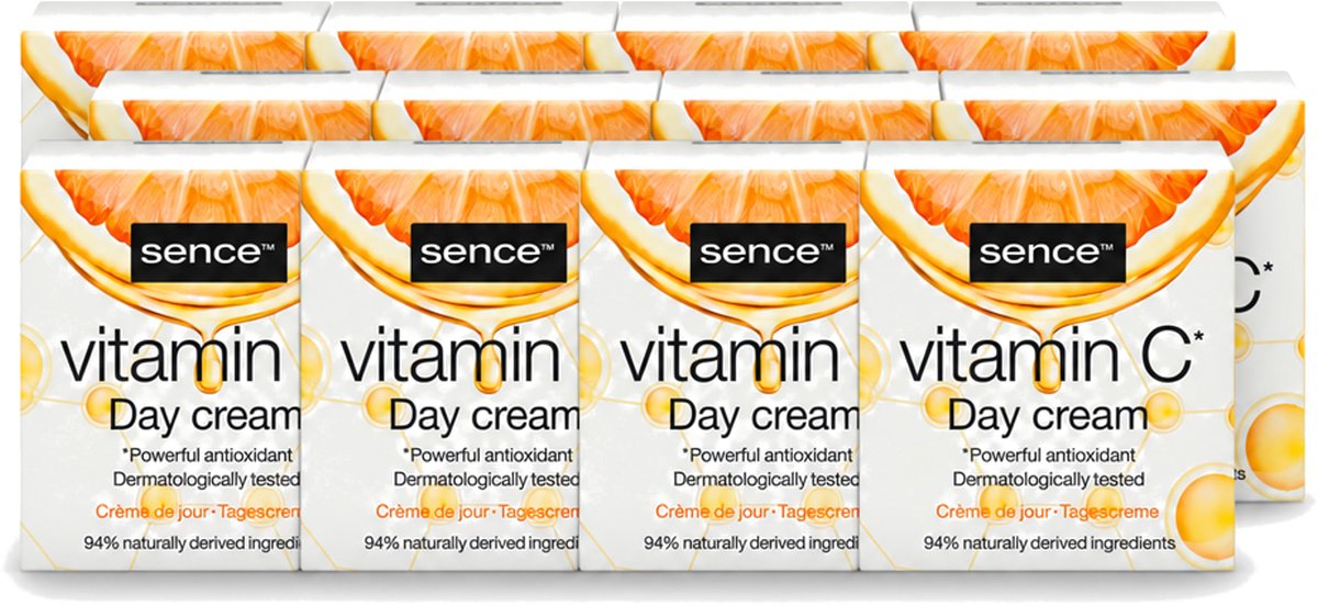 12 x Sence - Vitamine C - Dagcrème - Stralende Huid - 50 ml - Voordeelverpakking - 12 stuks