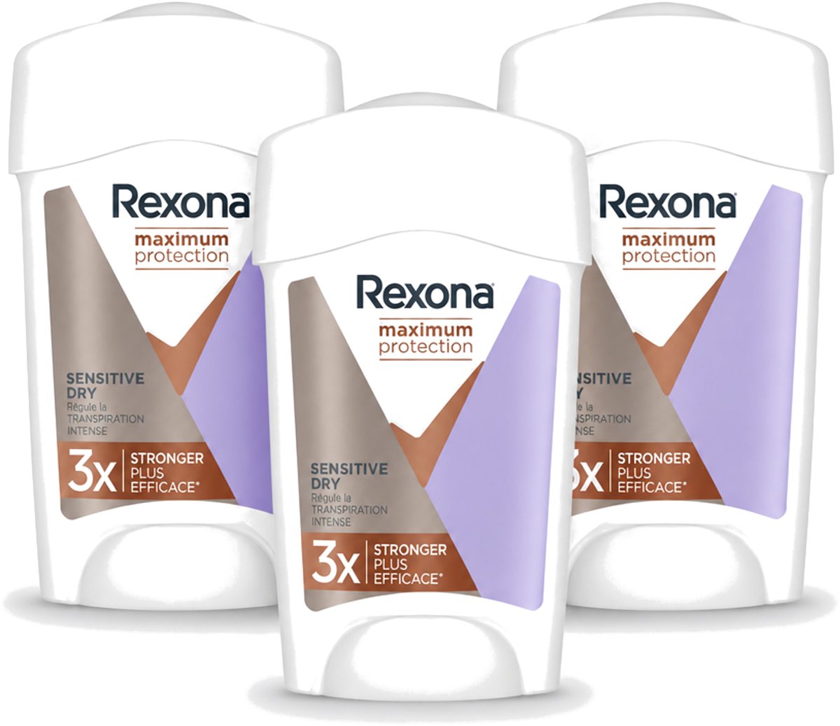3 x Rexona Women – Anti-Transpirant Stick – Maximum Protection Sensitive Dry – 45 ml - Voordeelverpakking - 3 stuks