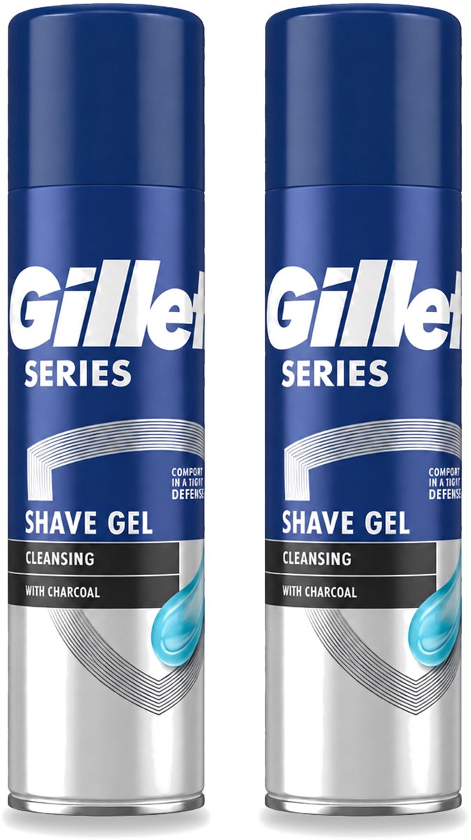 2 x Gillette Series - Scheergel - Cleansing - Charcoal - Verfrissend en reinigend - 200 ml - Voordeelverpakking - 2 stuks