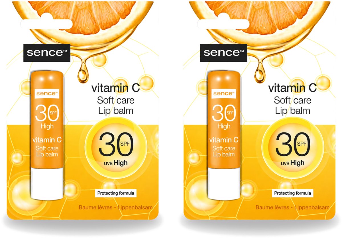 2 x Sence - Soft Care Vitamin C - Lippenbalsem - Hydraterend - 4,3 g - Voordeelverpakking - 2 stuks