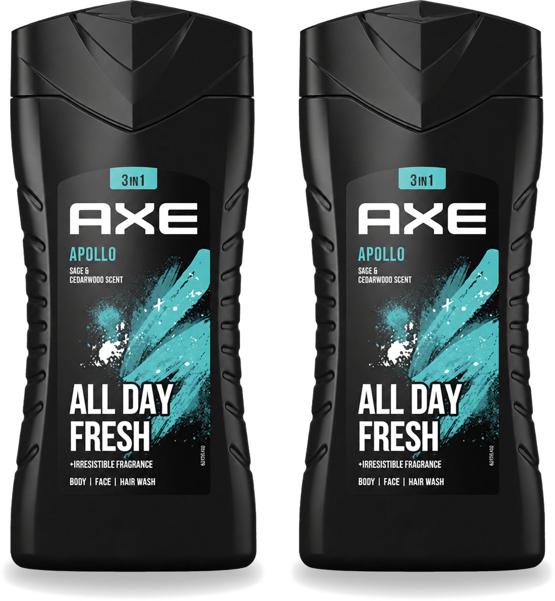 2 x Axe - 3-in-1 Douchegel - Apollo - Sage & Cedarwood - 250 ml - Voordeelverpakking - 2 stuks