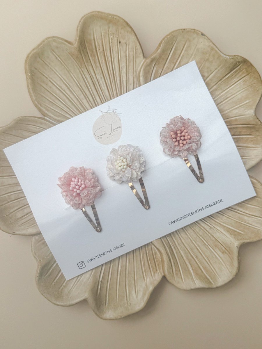 Romantic Flower Set - Klikklak Haarspeldje - Haarspeldjes voor Meisjes & Kinderen - Verjaardag - Bloemen - Haaraccessoires voor Peuters & Kleuters