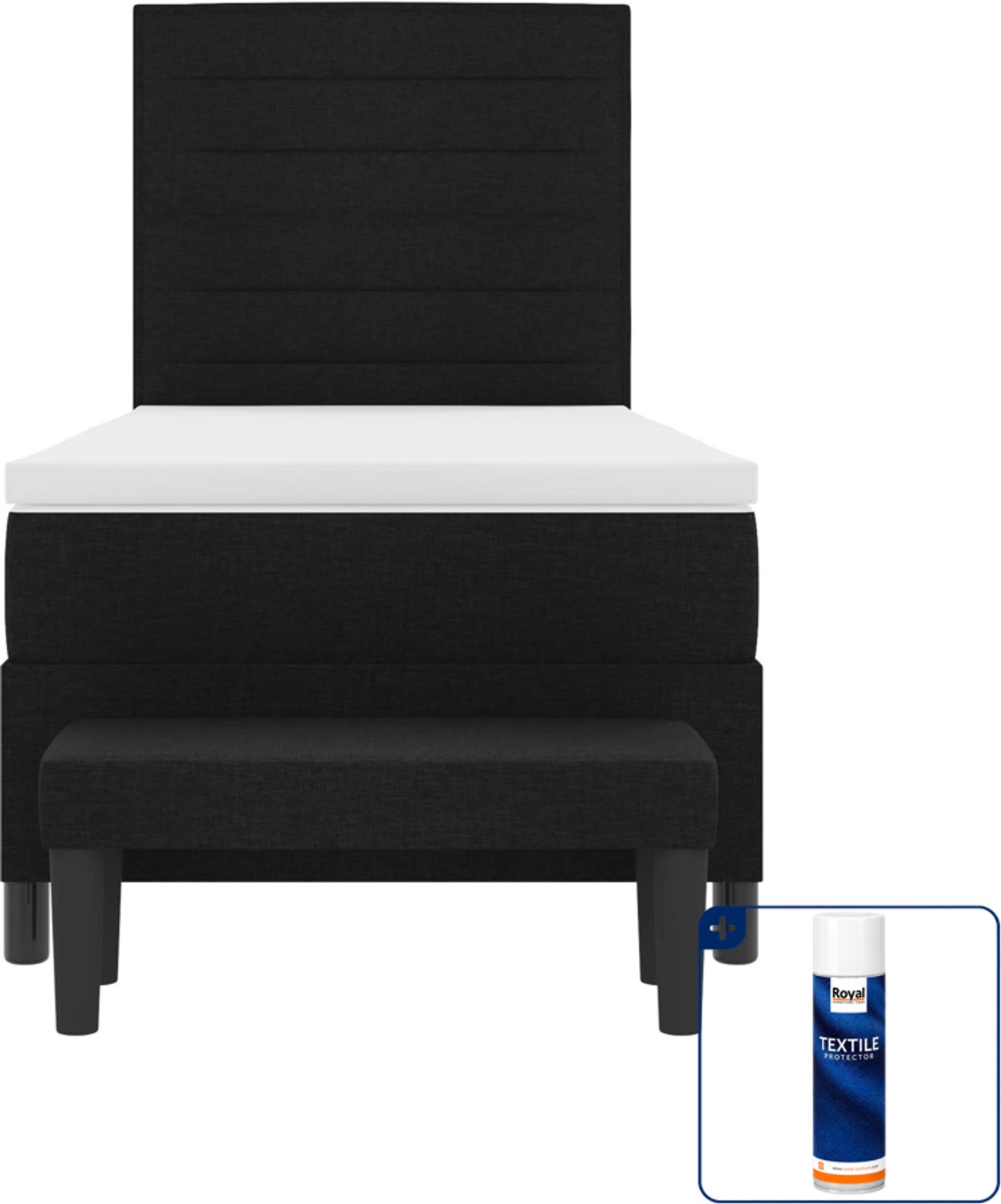vidaXL boxspringbed - 80 x 200 cm - zwart - Inclusief textielbeschermer 500 ml