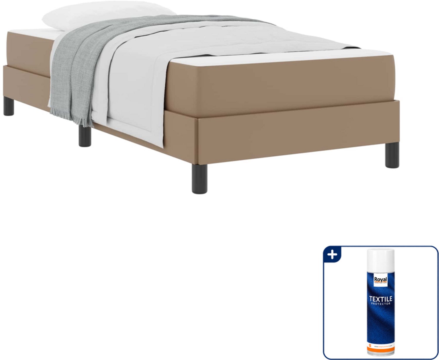vidaXL bed met matras - 90 x 200 cm - stof - cappuccino - Inclusief textielbeschermer 500 ml Bruin