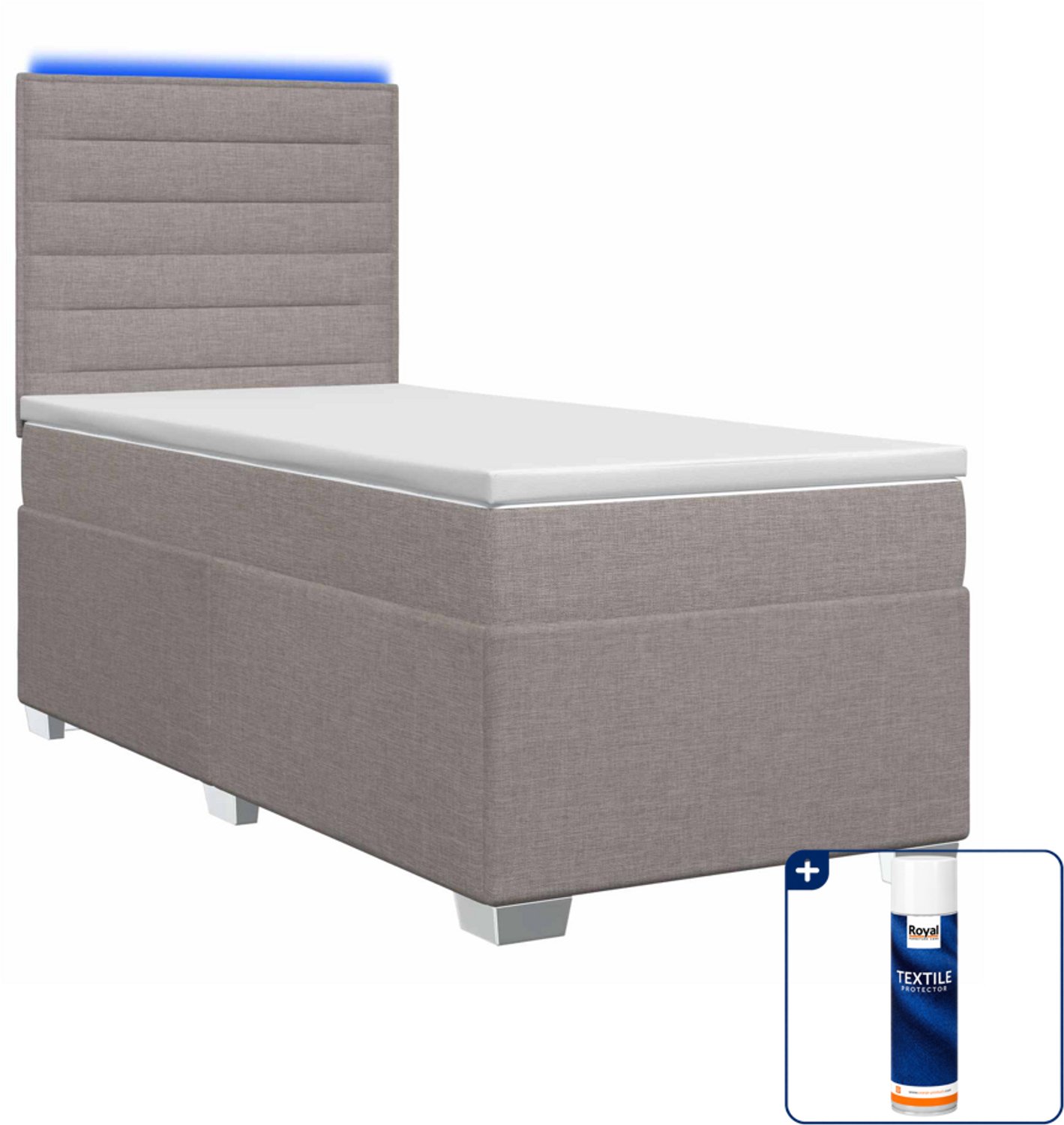 vidaXL boxspringbed met matras - 90 x 200 cm - taupe - Inclusief textielbeschermer 500 ml