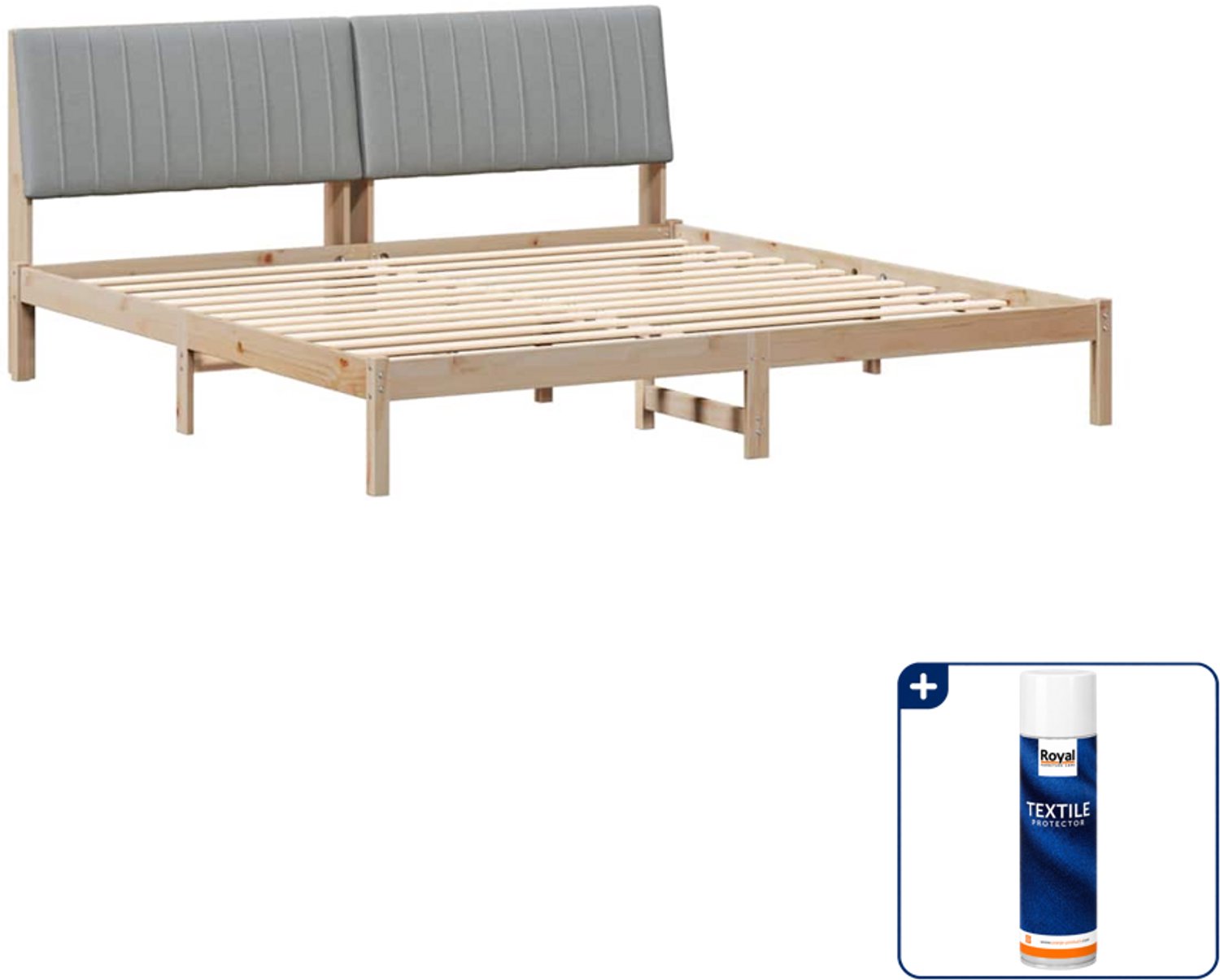vidaXL Bedframe - 200 x 200 cm - massief grenenhout - bruin - Inclusief textielbeschermer 500 ml