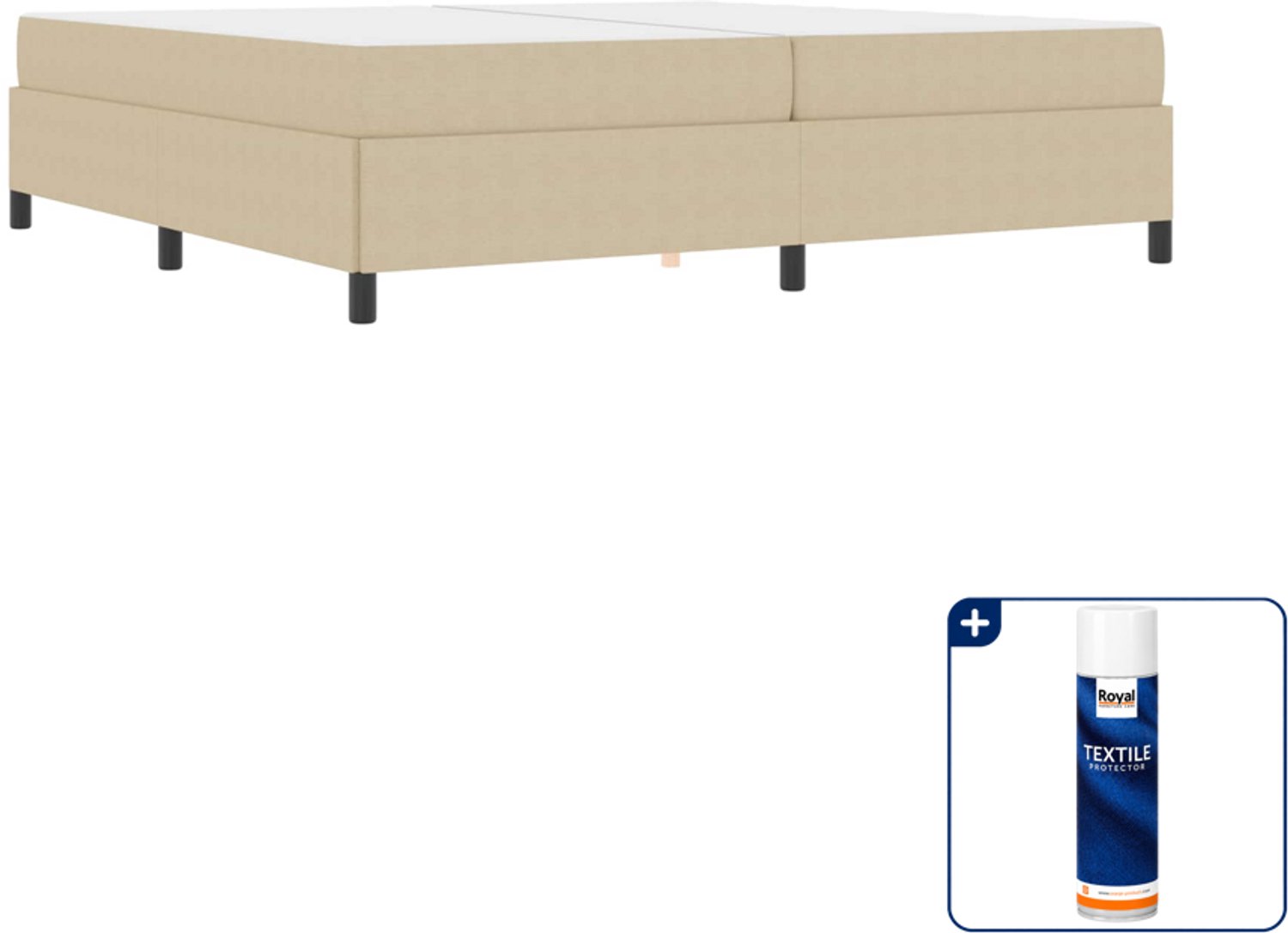 vidaXL Bedframe met matras - 200 x 200 cm - stof - lichtgroen grijs - Inclusief textielbeschermer 500 ml Zwart