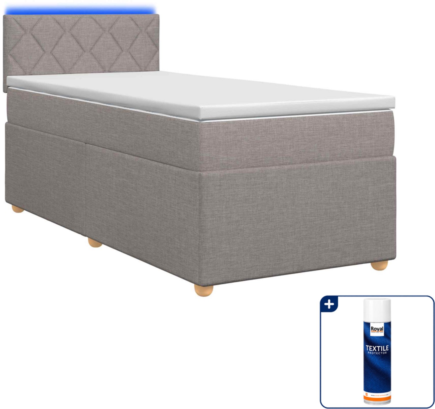 vidaXL boxspringbed met matras - 90 x 190 cm - taupe - Inclusief textielbeschermer 500 ml