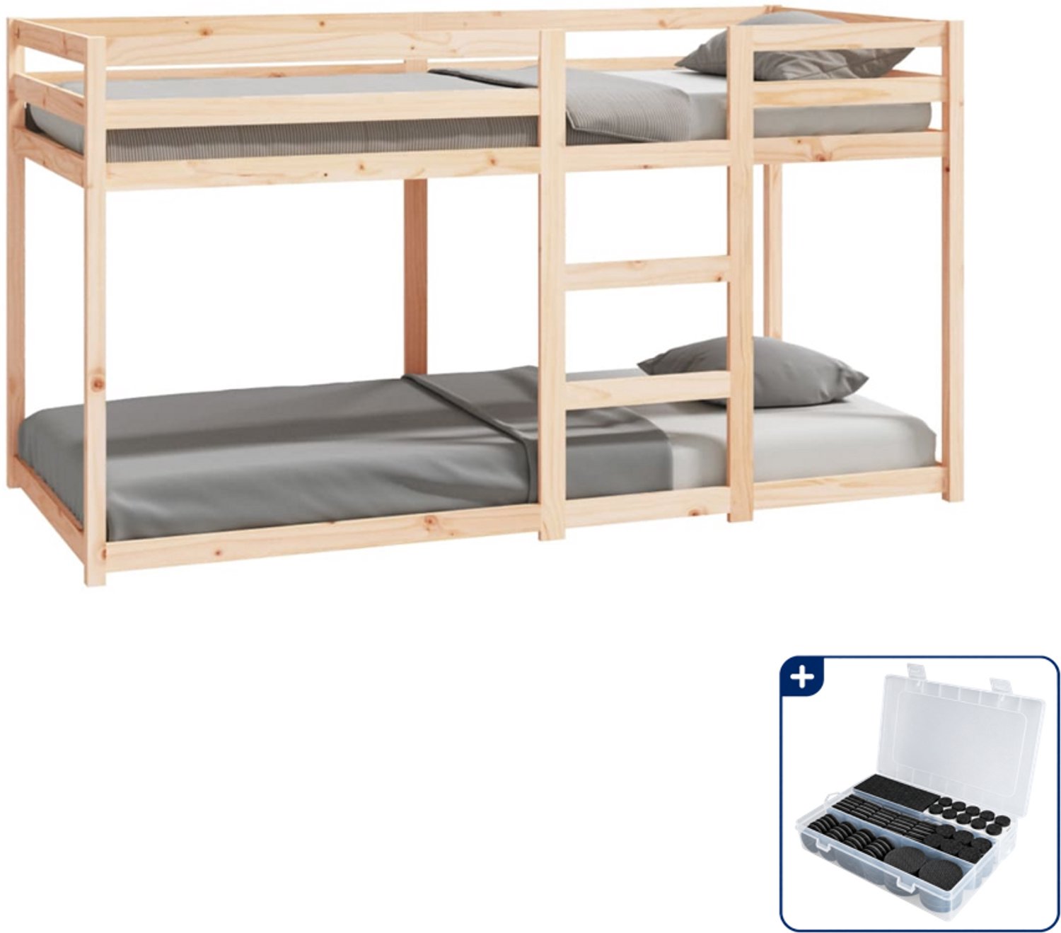 vidaXL stapelbed - 90 x 200 cm - massief grenenhout - Inclusief antikrasvilt 177-delig Zwart