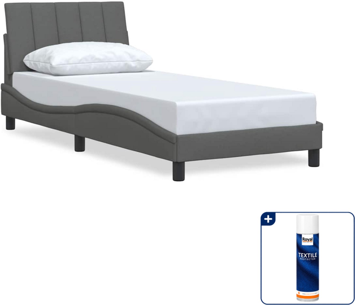 vidaXL bedframe Hanko - 80 x 200 cm - stof - donkergrijs - Inclusief textielbeschermer 500 ml