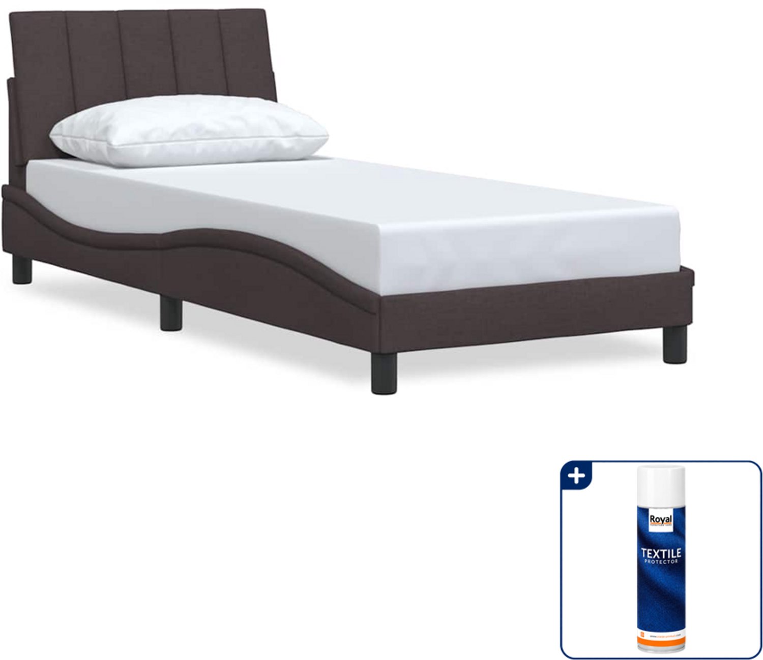 vidaXL bedframe Hanko - 90 x 190 cm - stof - donkerbruin - Inclusief textielbeschermer 500 ml