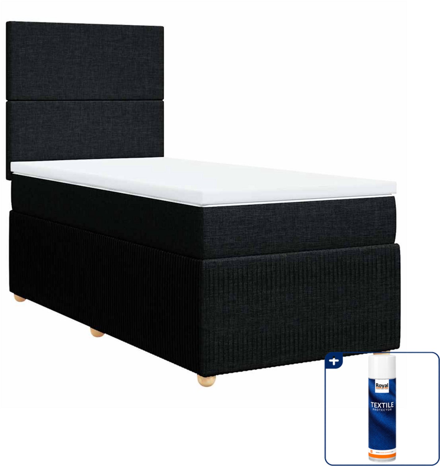 vidaXL boxspring met matras 90 x 200 cm - zwart - Inclusief textielbeschermer 500 ml