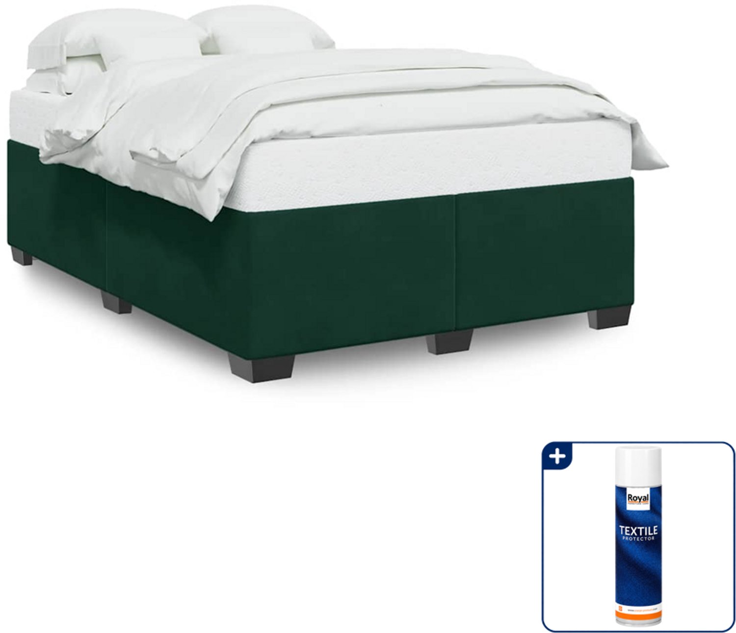 vidaXL Bedframe - Small double - 140 x 200 cm - donkergroen - Inclusief textielbeschermer 500 ml Blauw