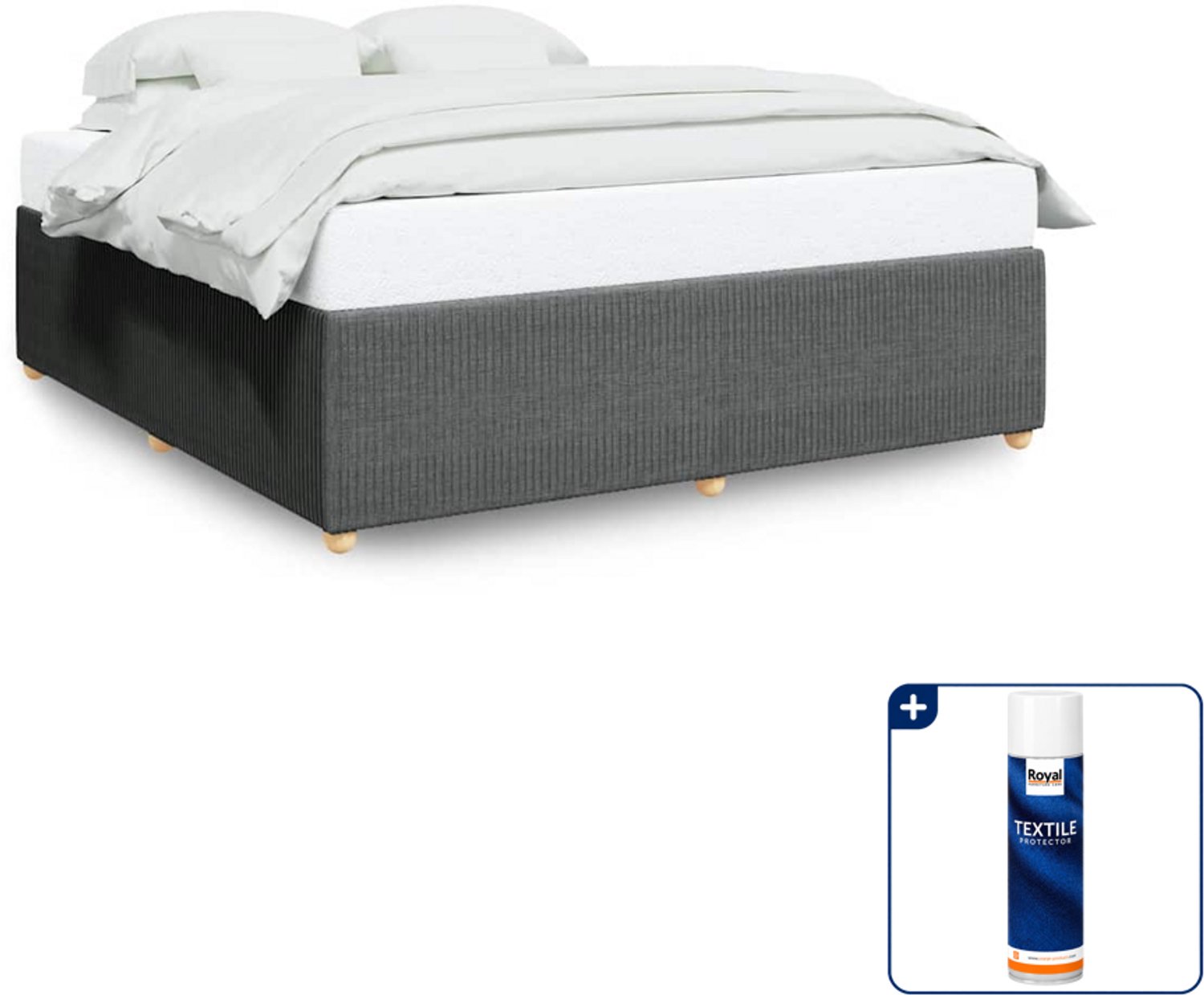vidaXL bedframe - Kingsize - 180 x 200 cm - donkergrijs - Inclusief textielbeschermer 500 ml
