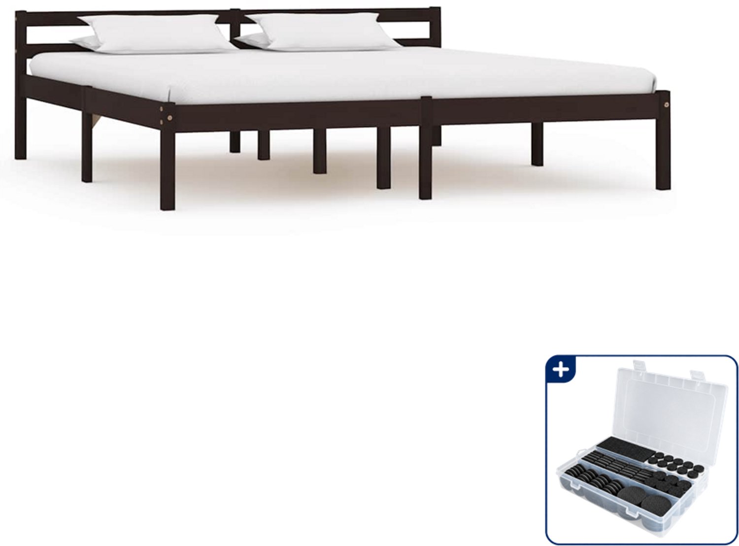 vidaXL bedframe - Queensize - 160 x 200 cm - donkerbruin - Inclusief antikrasvilt 177-delig