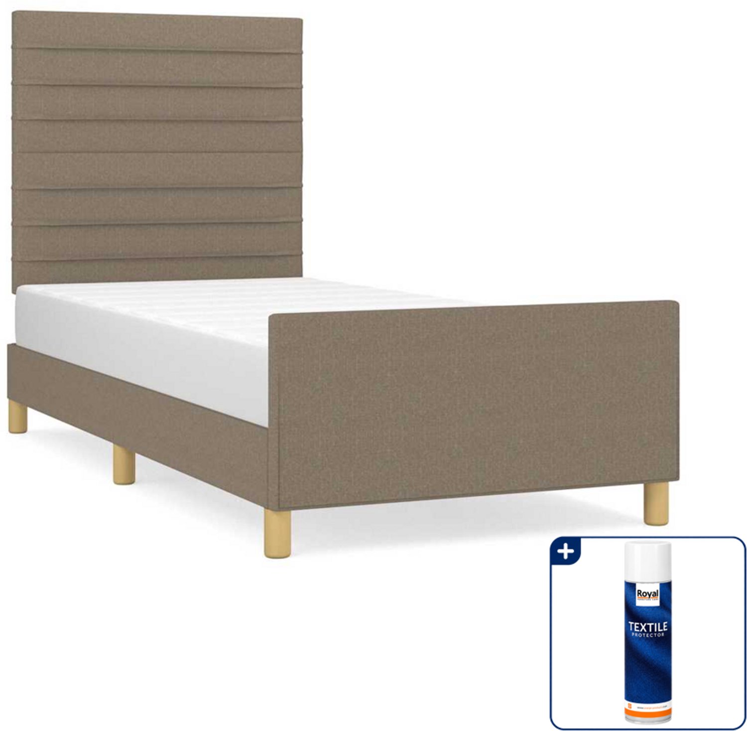 vidaXL bedframe - 90 x 190 cm - stof - taupe - Inclusief textielbeschermer 500 ml
