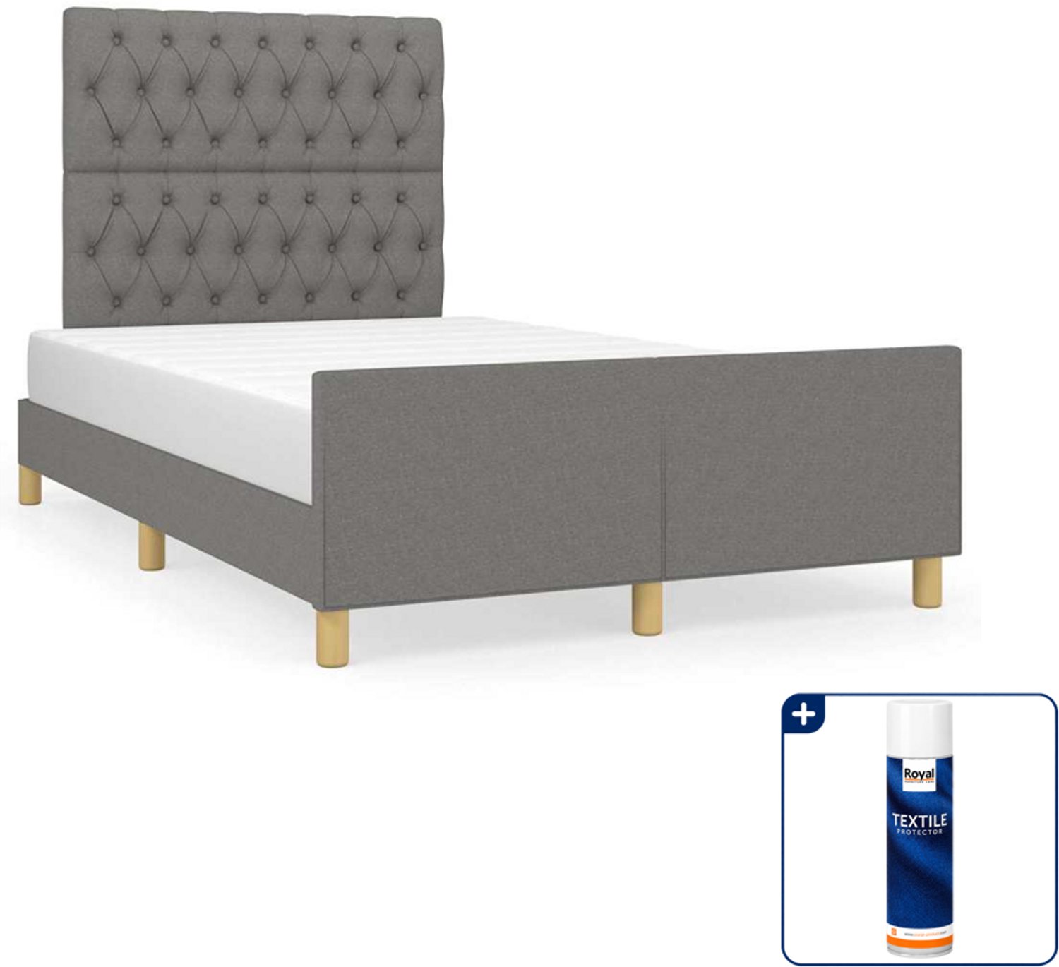 vidaXL bedframe - 120 x 200 cm - stof - donkergrijs - Inclusief textielbeschermer 500 ml
