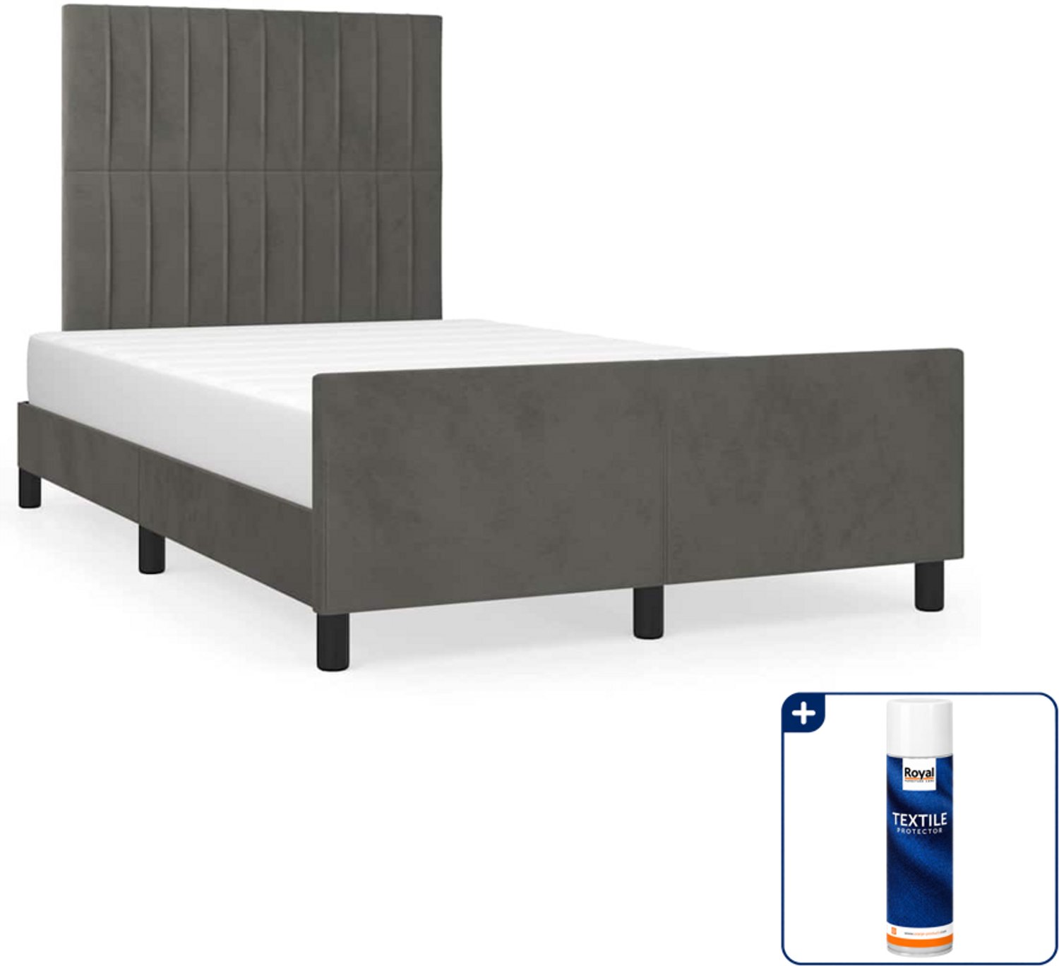 vidaXL bedframe 120 x 200 cm - fluweel - donkergrijs - Inclusief textielbeschermer 500 ml
