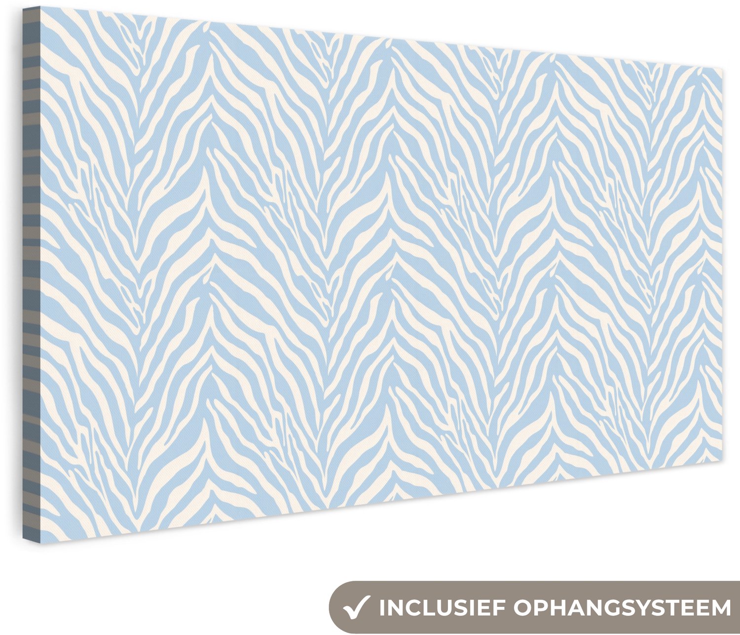 Canvas schilderij 200x100 cm - Exclusieve wanddecoratie Zebra - Motief - Blauw - Wit - Muurdecoratie woonkamer - Slaapkamer decoratie - Kamer accessoires - Schilderijen op canvas groot XXL