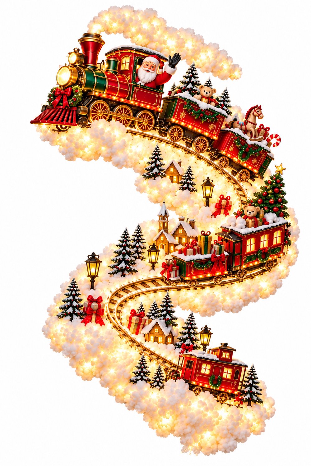 DayeLabel Wandlamp binnen - Kerstdecoratie - Kersttrein - 60 cm