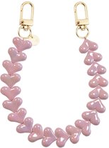 xoxo Wildhearts telefoonkoord - Funky Hearts - metaal roze - Geschikt voor iPhone - Geschikt voor Samsung - Universeel Phone Cord - Telefoonketting - Bedeltje voor telefoon - Telefoonhanger - kralenketting - Ketting met hartjes - Metaal roze