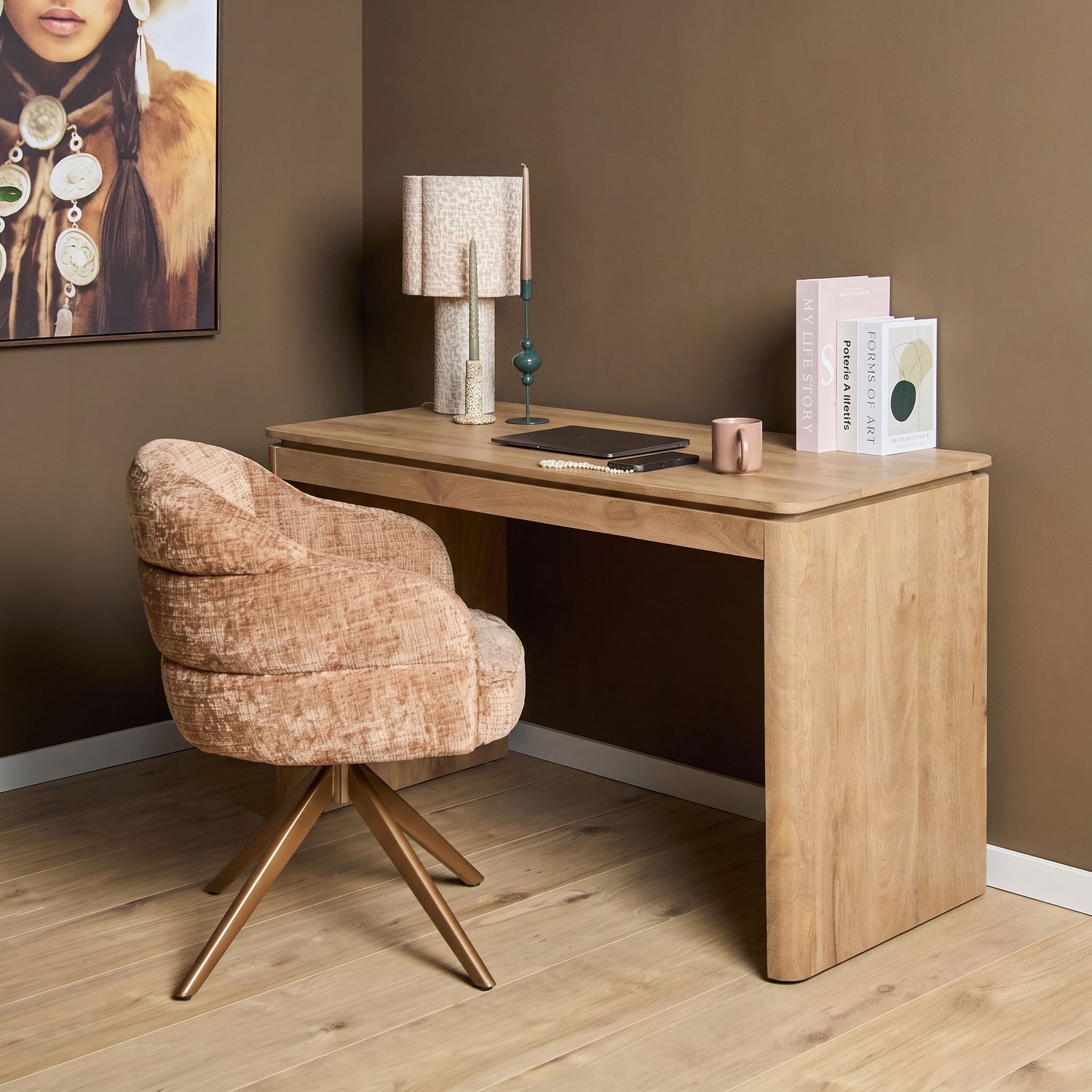 Starfurn Bureau Dallas mangohout 130 cm - naturel