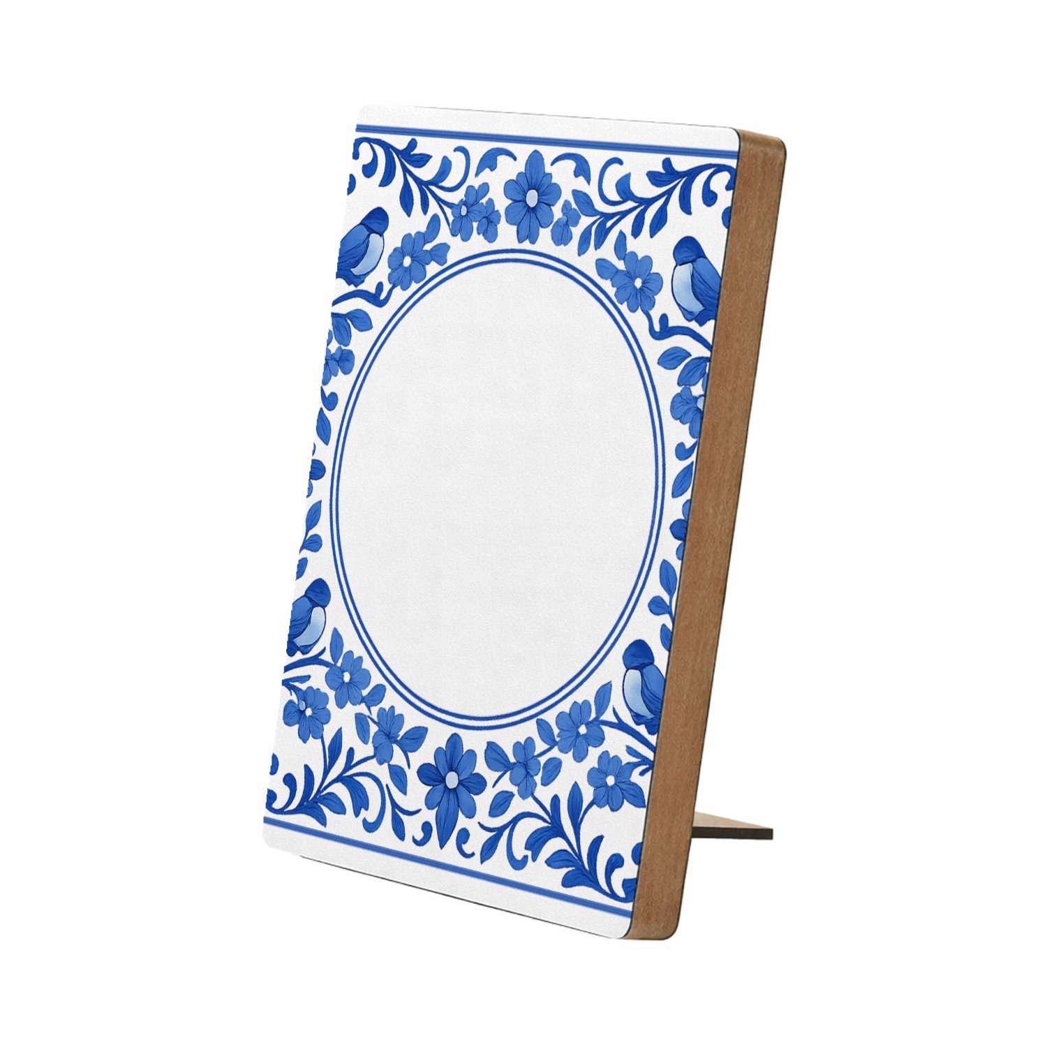 Mr Cadeautjes Glasframe/MDF 12,7 x 17,8 - design Een ronde botanische omlijsting rond een korte boodschap ove | cadeau Wit