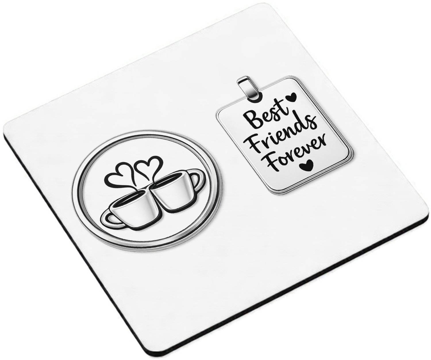 Mr Cadeautjes MDF magnetische fotolijst vierkant 9,5 - design Een minimalistische vriendschapsbadge met een eenvoudige ill | cadeau Wit