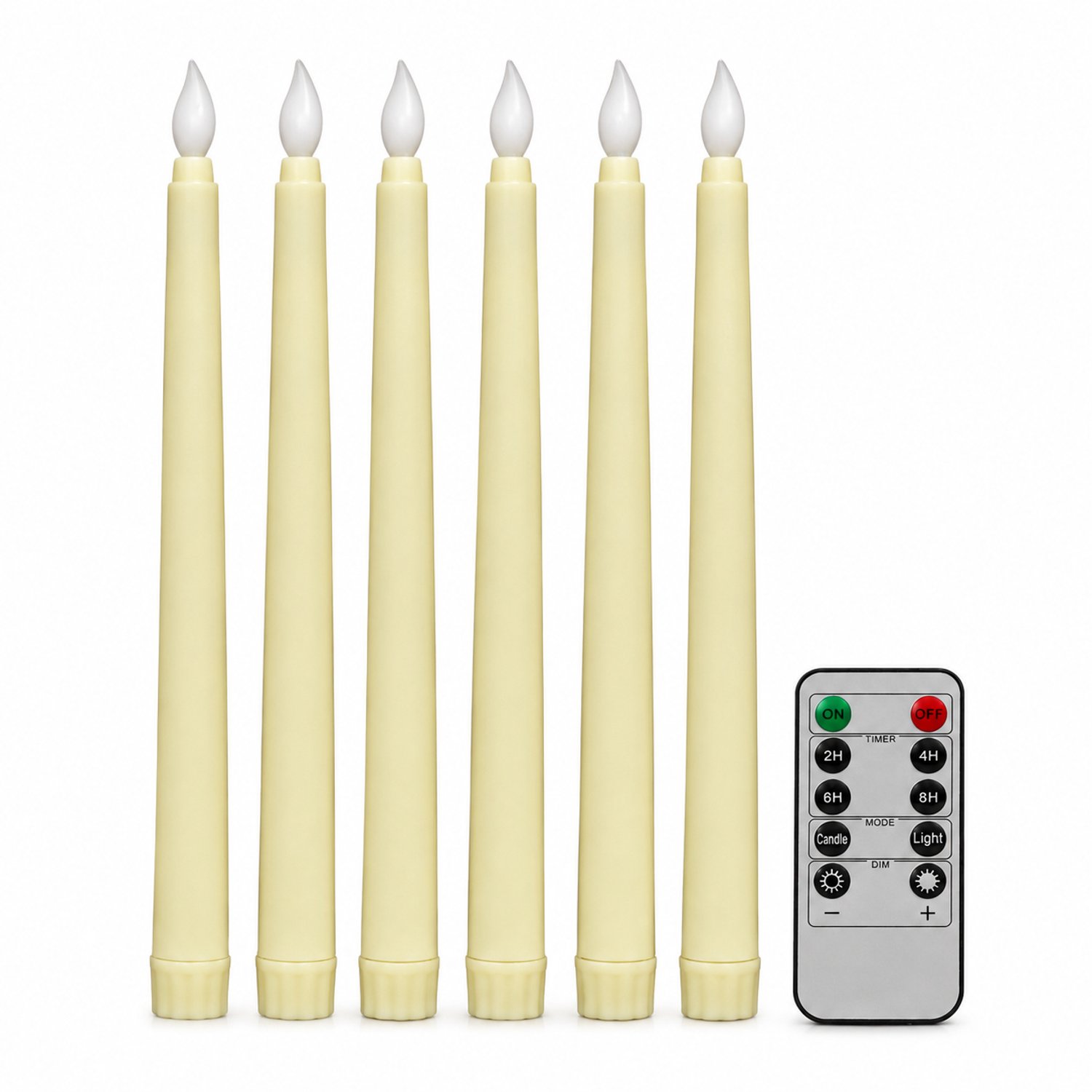 SWGOTA led kaarsen - 1 stuk, ivoorwit, met glad oppervlak, vlamvormige top en afstandsbedieningsfunctie, voor bruiloften en tafeldecoratie