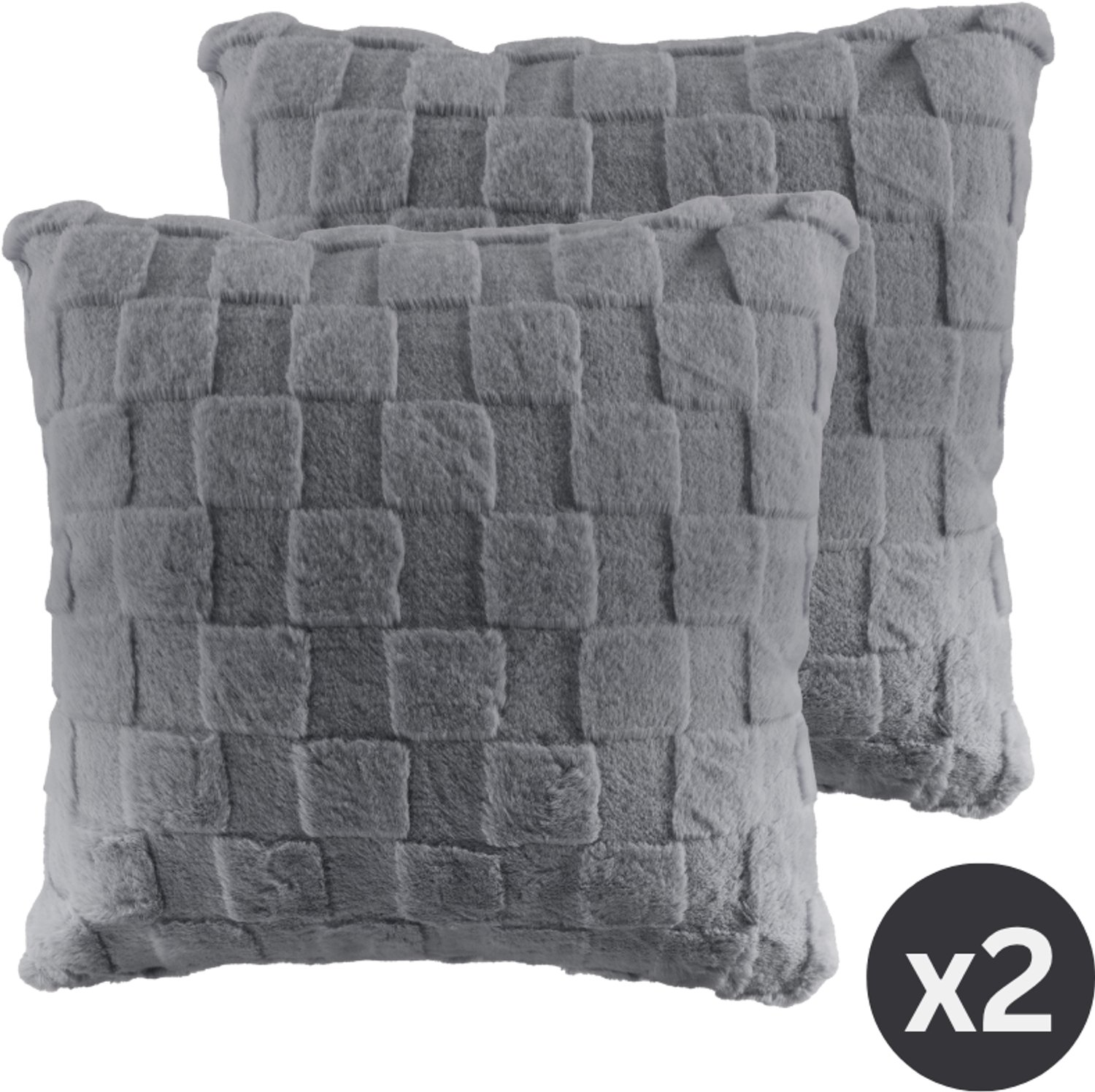 Tiseco Coussin (rempli) RAVA - tissu super doux - motif à carreaux - 45x45 cm, Gris GREY