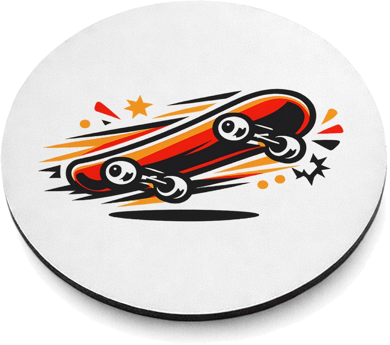 Mr Cadeautjes MDF magnetische fotolijst rond Ø 9,5 - design Een compacte naamprint met een energiek icoon dat snelheid u | cadeau Wit