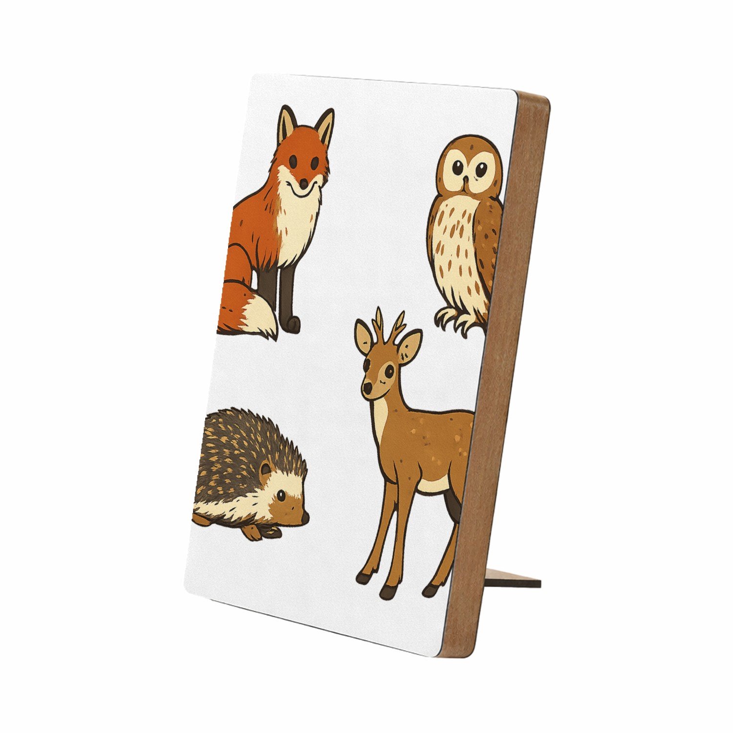 Mr Cadeautjes Glasframe/MDF 12,7 x 17,8 - design Een set van vier bosdieren in een vergelijkbare educatieve v | cadeau Wit