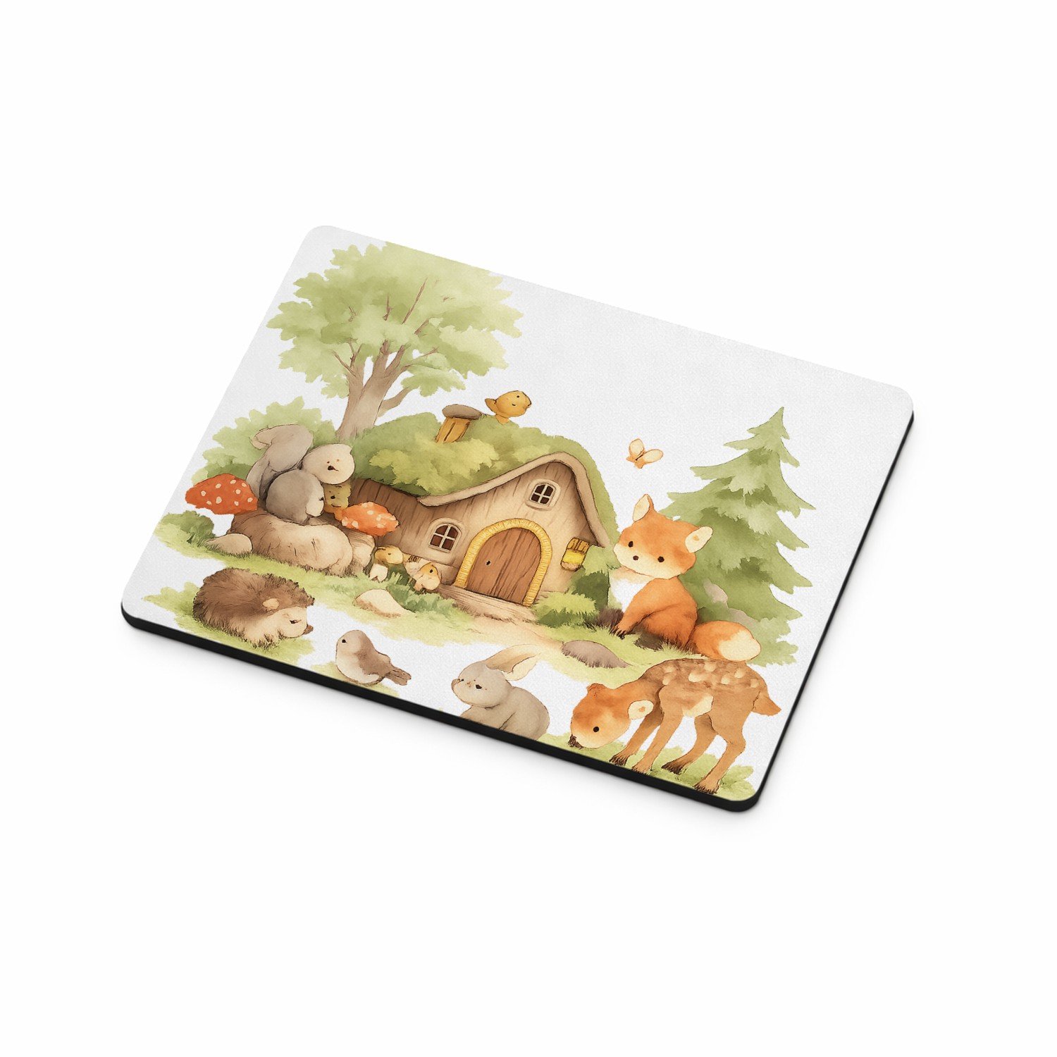 Mr Cadeautjes MDF magnetische fotolijst 9 x 7 - design Een bosrijk ochtendtafereel met schattige dieren rond een ho | cadeau Wit